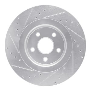 Jeep Grand Cherokee Brake Rotor (1) - Front Right - R1 Concepts - Drilled & Slotted - Silver - `06-`10